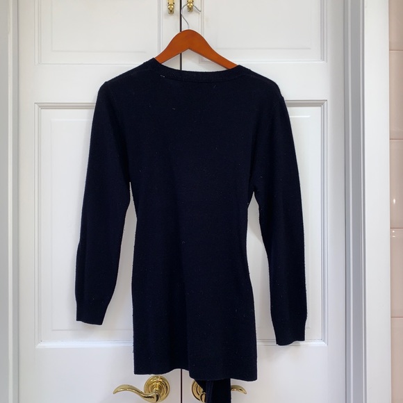 Sandro Sofy Tie-front Wool Cashmere Navy Sweater - Picture 14 of 16